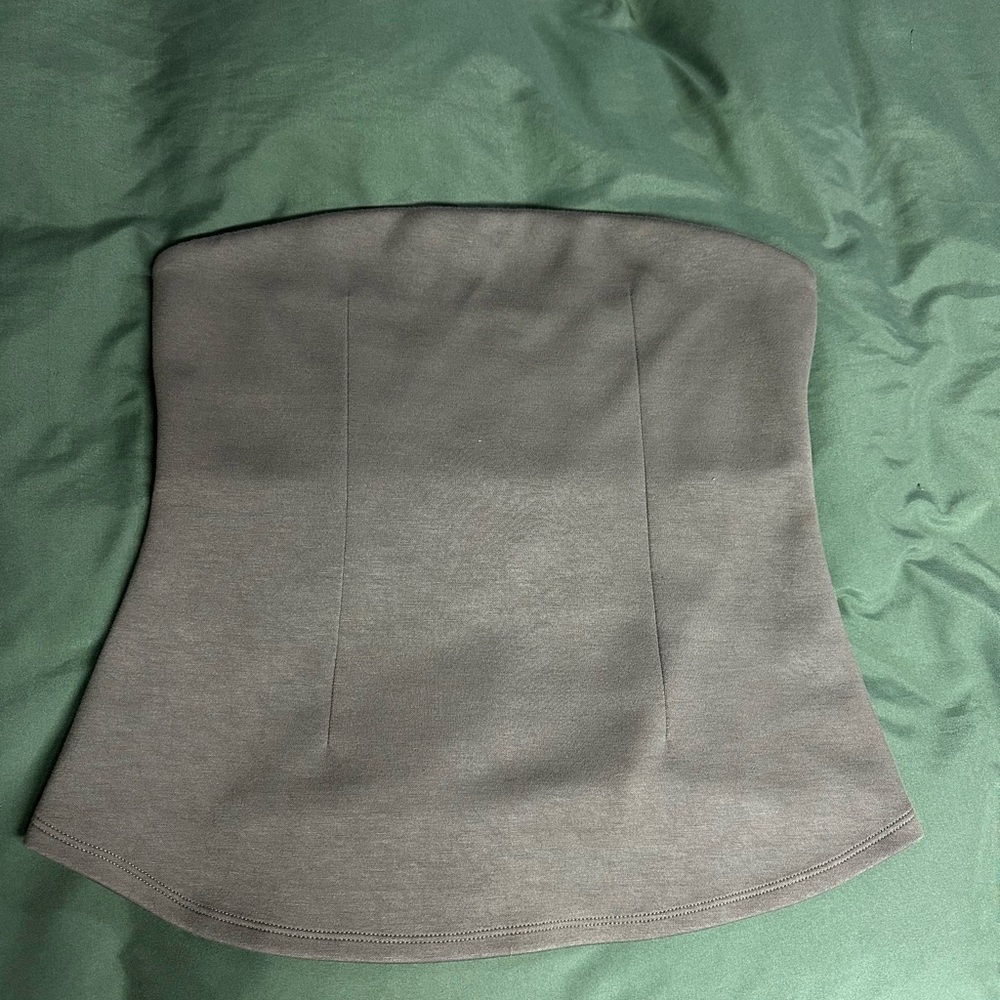 Emerson Lang Green Olive Strapless Flare Waist Tube Top